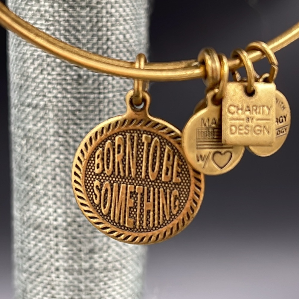 Alex and Ani Gold Born to Be Something charm bracelet adjustable Bangle boho